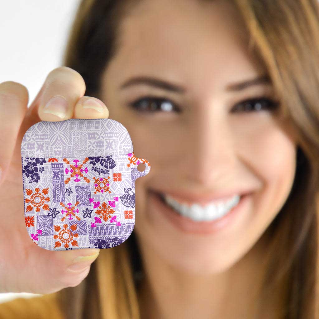 Hawaii Tapa Tribal AirPods Case With Hawaiian Quilt Pattern Violet LT9 - Polynesian Pride