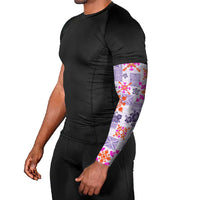 Hawaii Tapa Tribal Arm Sleeves With Hawaiian Quilt Pattern Violet LT9 - Polynesian Pride