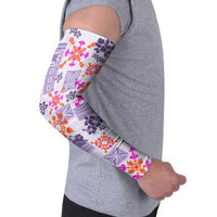 Hawaii Tapa Tribal Arm Sleeves With Hawaiian Quilt Pattern Violet LT9 - Polynesian Pride