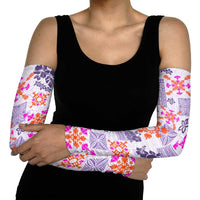 Hawaii Tapa Tribal Arm Sleeves With Hawaiian Quilt Pattern Violet LT9 - Polynesian Pride