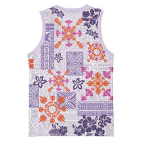 Hawaii Tapa Tribal Basketball Jersey With Hawaiian Quilt Pattern Violet LT9 - Polynesian Pride