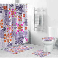 Hawaii Tapa Tribal Bathroom Set With Hawaiian Quilt Pattern Violet LT9 Bathroom Set (4 pcs) Violet - Polynesian Pride