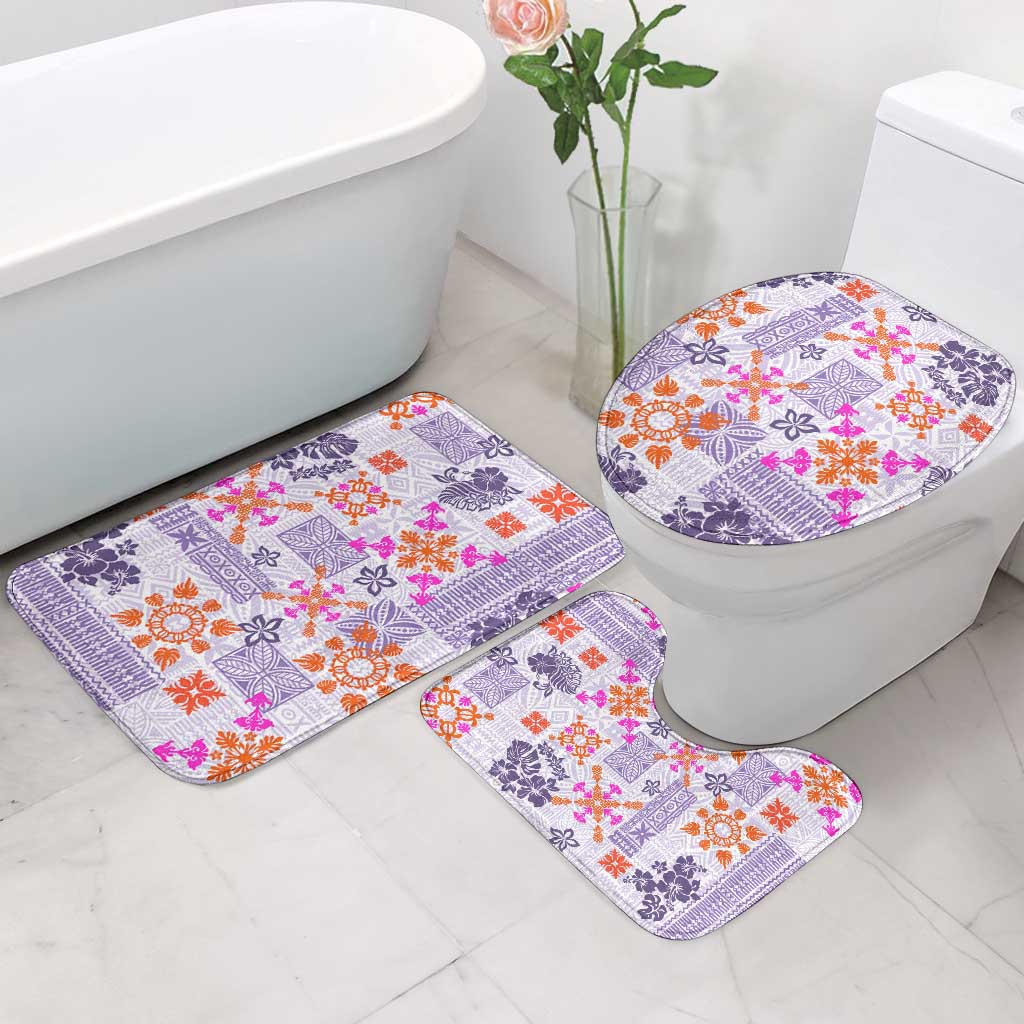 Hawaii Tapa Tribal Bathroom Set With Hawaiian Quilt Pattern Violet LT9 - Polynesian Pride