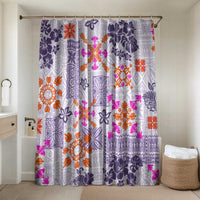 Hawaii Tapa Tribal Bathroom Set With Hawaiian Quilt Pattern Violet LT9 Shower Curtain Only Violet - Polynesian Pride