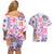 Hawaii Tapa Tribal Couples Matching Off Shoulder Short Dress and Hawaiian Shirt With Hawaiian Quilt Pattern Violet LT9 - Polynesian Pride