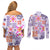 Hawaii Tapa Tribal Couples Matching Off Shoulder Short Dress and Long Sleeve Button Shirt With Hawaiian Quilt Pattern Violet LT9 - Polynesian Pride