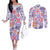 Hawaii Tapa Tribal Couples Matching Off The Shoulder Long Sleeve Dress and Long Sleeve Button Shirt With Hawaiian Quilt Pattern Violet LT9 Violet - Polynesian Pride