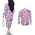 Hawaii Tapa Tribal Couples Matching Off The Shoulder Long Sleeve Dress and Long Sleeve Button Shirt With Hawaiian Quilt Pattern Violet LT9 - Polynesian Pride