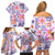 Hawaii Tapa Tribal Family Matching Off Shoulder Short Dress and Hawaiian Shirt With Hawaiian Quilt Pattern Violet LT9 - Polynesian Pride