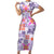 Hawaii Tapa Tribal Family Matching Short Sleeve Bodycon Dress and Hawaiian Shirt With Hawaiian Quilt Pattern Violet LT9 Mom's Dress Violet - Polynesian Pride