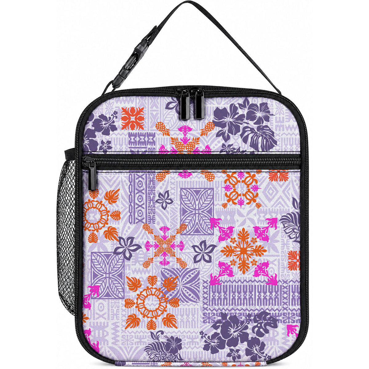 Hawaii Tapa Tribal Lunch Bag With Hawaiian Quilt Pattern Violet LT9 10.2 × 8.3 × 4.3 inch Violet - Polynesian Pride