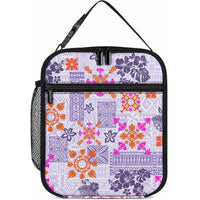 Hawaii Tapa Tribal Lunch Bag With Hawaiian Quilt Pattern Violet LT9 10.2 × 8.3 × 4.3 inch Violet - Polynesian Pride