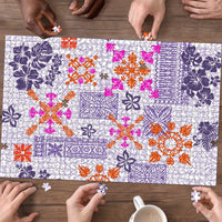 Hawaii Tapa Tribal Puzzle With Hawaiian Quilt Pattern Violet LT9 - Polynesian Pride