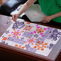 Hawaii Tapa Tribal Puzzle With Hawaiian Quilt Pattern Violet LT9 - Polynesian Pride