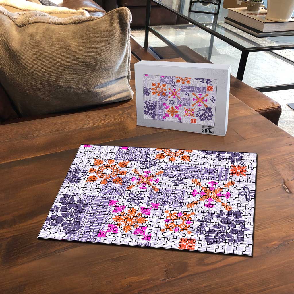 Hawaii Tapa Tribal Puzzle With Hawaiian Quilt Pattern Violet LT9 - Polynesian Pride