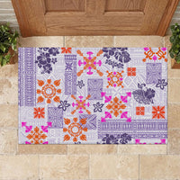 Hawaii Tapa Tribal Rubber Doormat With Hawaiian Quilt Pattern Violet LT9 - Polynesian Pride