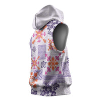 Hawaii Tapa Tribal Sleeveless Hoodie With Hawaiian Quilt Pattern Violet LT9 - Polynesian Pride