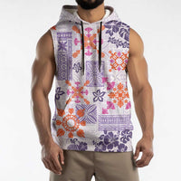 Hawaii Tapa Tribal Sleeveless Hoodie With Hawaiian Quilt Pattern Violet LT9 - Polynesian Pride