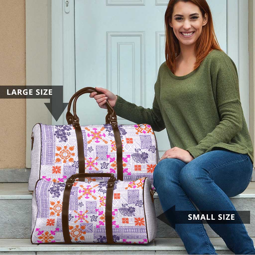 Hawaii Tapa Tribal Travel Bag With Hawaiian Quilt Pattern Violet LT9 - Polynesian Pride