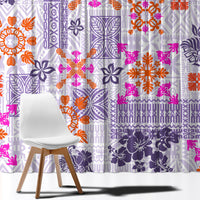 Hawaii Tapa Tribal Window Curtain With Hawaiian Quilt Pattern Violet LT9 - Polynesian Pride