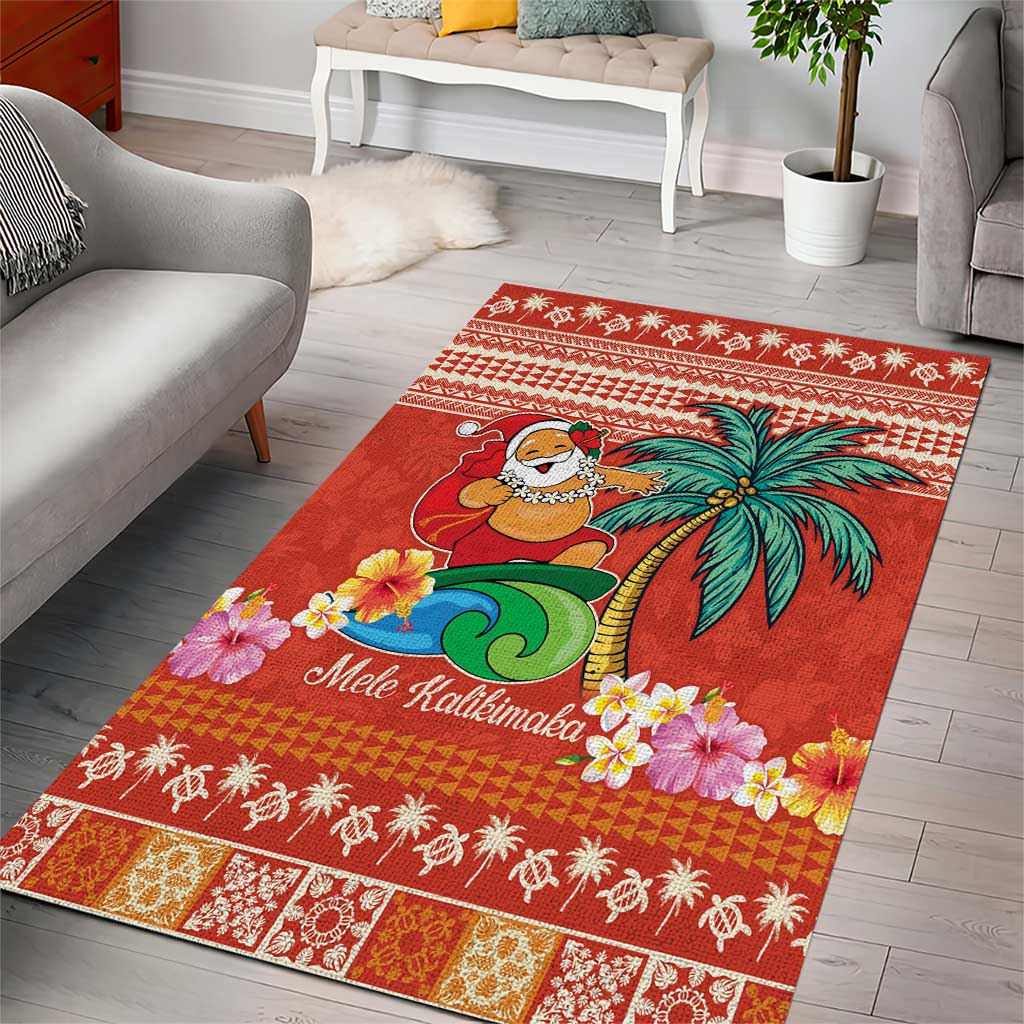 Hawaii Mele Kalikimaka Area Rug Surfing Santa Funny Christmas LT9 - Polynesian Pride