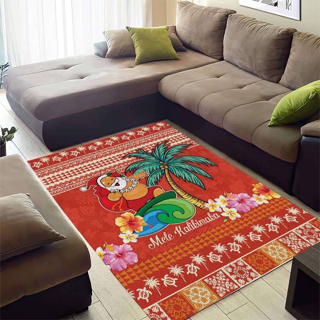 Hawaii Mele Kalikimaka Area Rug Surfing Santa Funny Christmas LT9 - Polynesian Pride