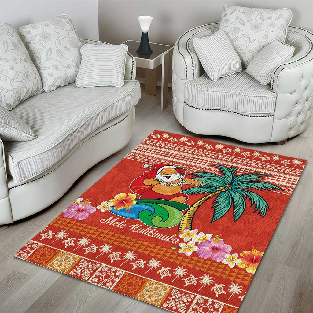 Hawaii Mele Kalikimaka Area Rug Surfing Santa Funny Christmas LT9 - Polynesian Pride
