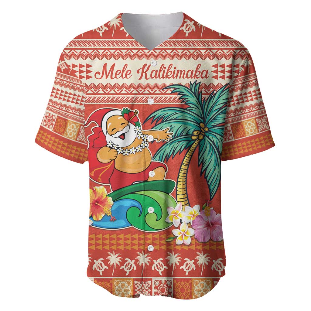 Hawaii Mele Kalikimaka Baseball Jersey Surfing Santa Funny Christmas LT9 Red - Polynesian Pride