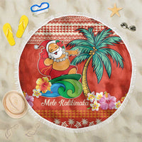 Hawaii Mele Kalikimaka Beach Blanket Surfing Santa Funny Christmas LT9 One Size 150cm Red - Polynesian Pride