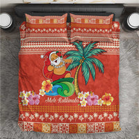 Hawaii Mele Kalikimaka Bedding Set Surfing Santa Funny Christmas LT9 Red - Polynesian Pride