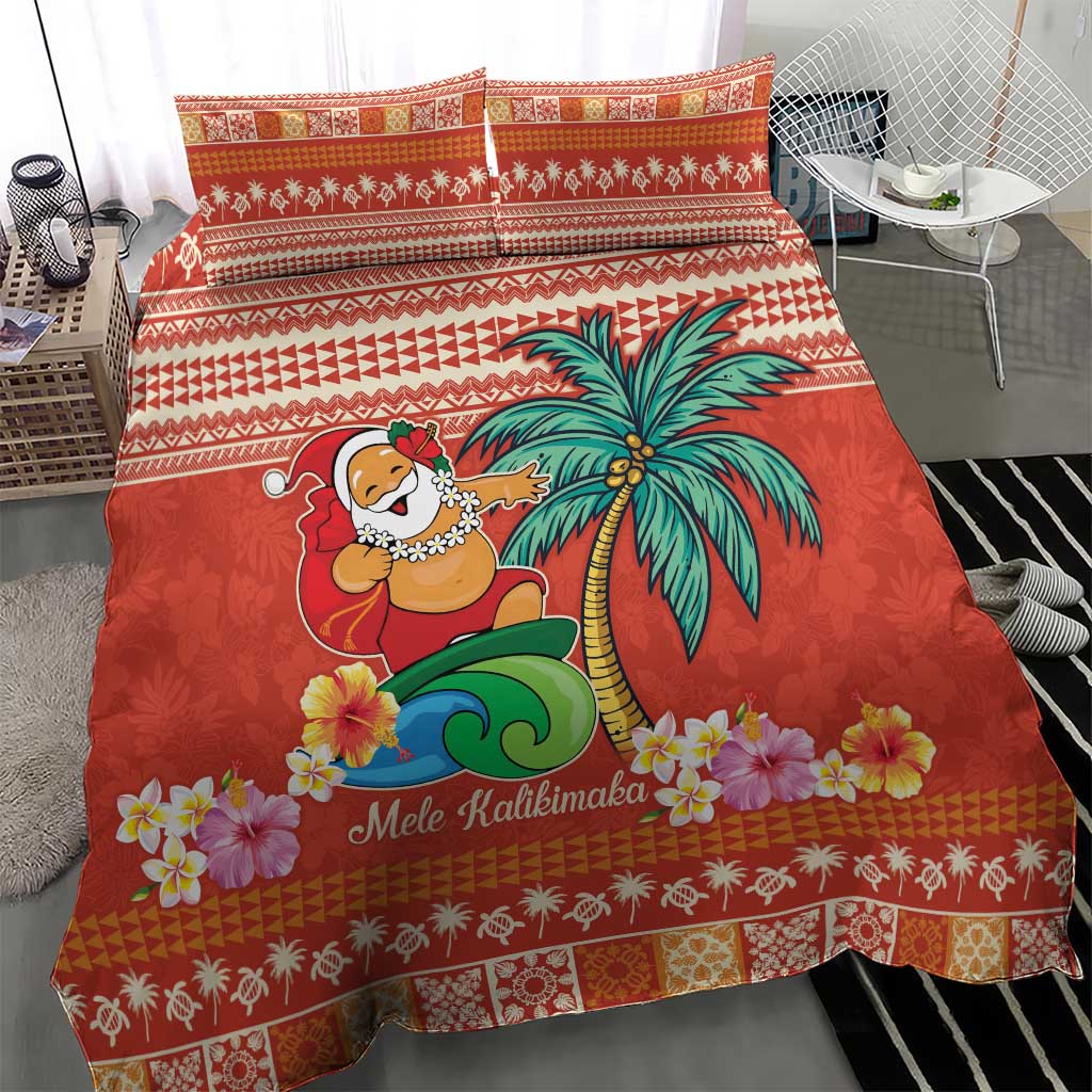 Hawaii Mele Kalikimaka Bedding Set Surfing Santa Funny Christmas LT9 - Polynesian Pride