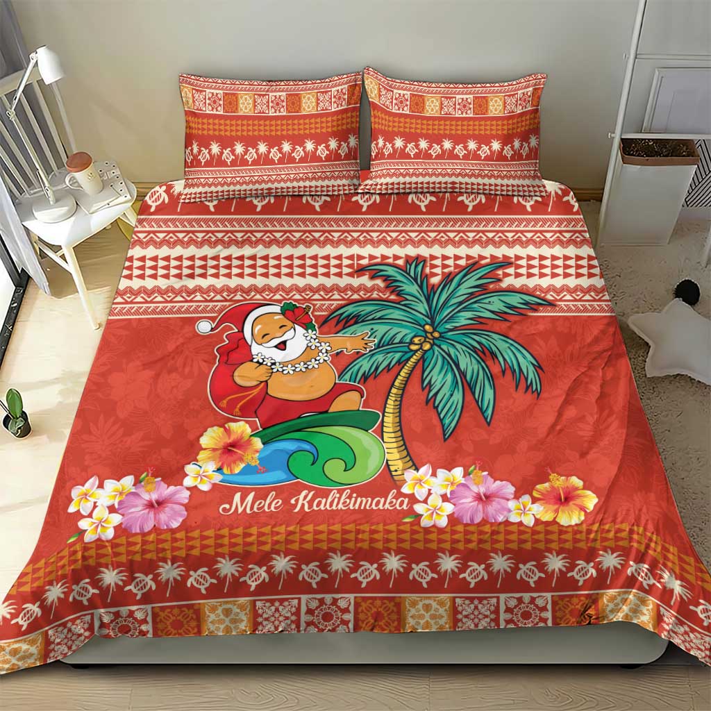Hawaii Mele Kalikimaka Bedding Set Surfing Santa Funny Christmas LT9 - Polynesian Pride