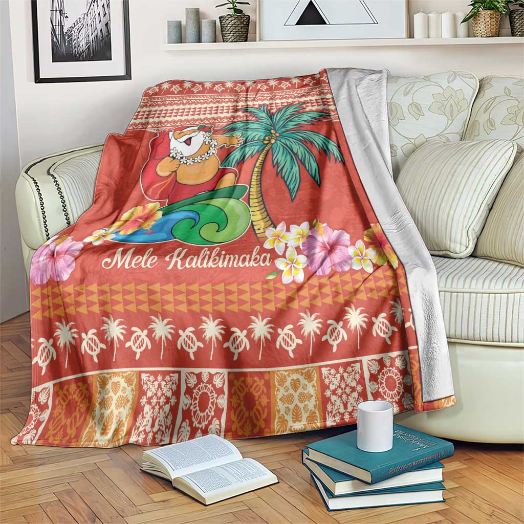 Hawaii Mele Kalikimaka Blanket Surfing Santa Funny Christmas LT9 Red - Polynesian Pride
