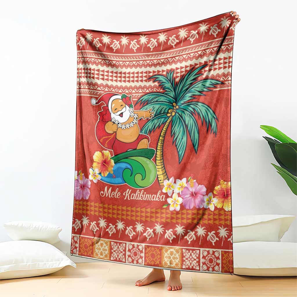 Hawaii Mele Kalikimaka Blanket Surfing Santa Funny Christmas LT9 - Polynesian Pride