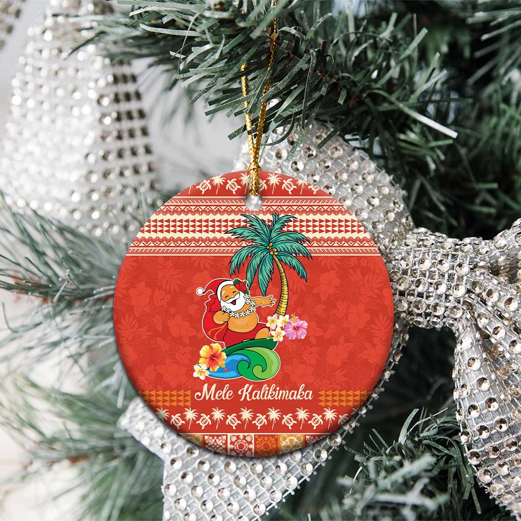 Hawaii Mele Kalikimaka Ceramic Ornament Surfing Santa Funny Christmas LT9 - Polynesian Pride