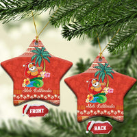 Hawaii Mele Kalikimaka Ceramic Ornament Surfing Santa Funny Christmas LT9 Star Red - Polynesian Pride