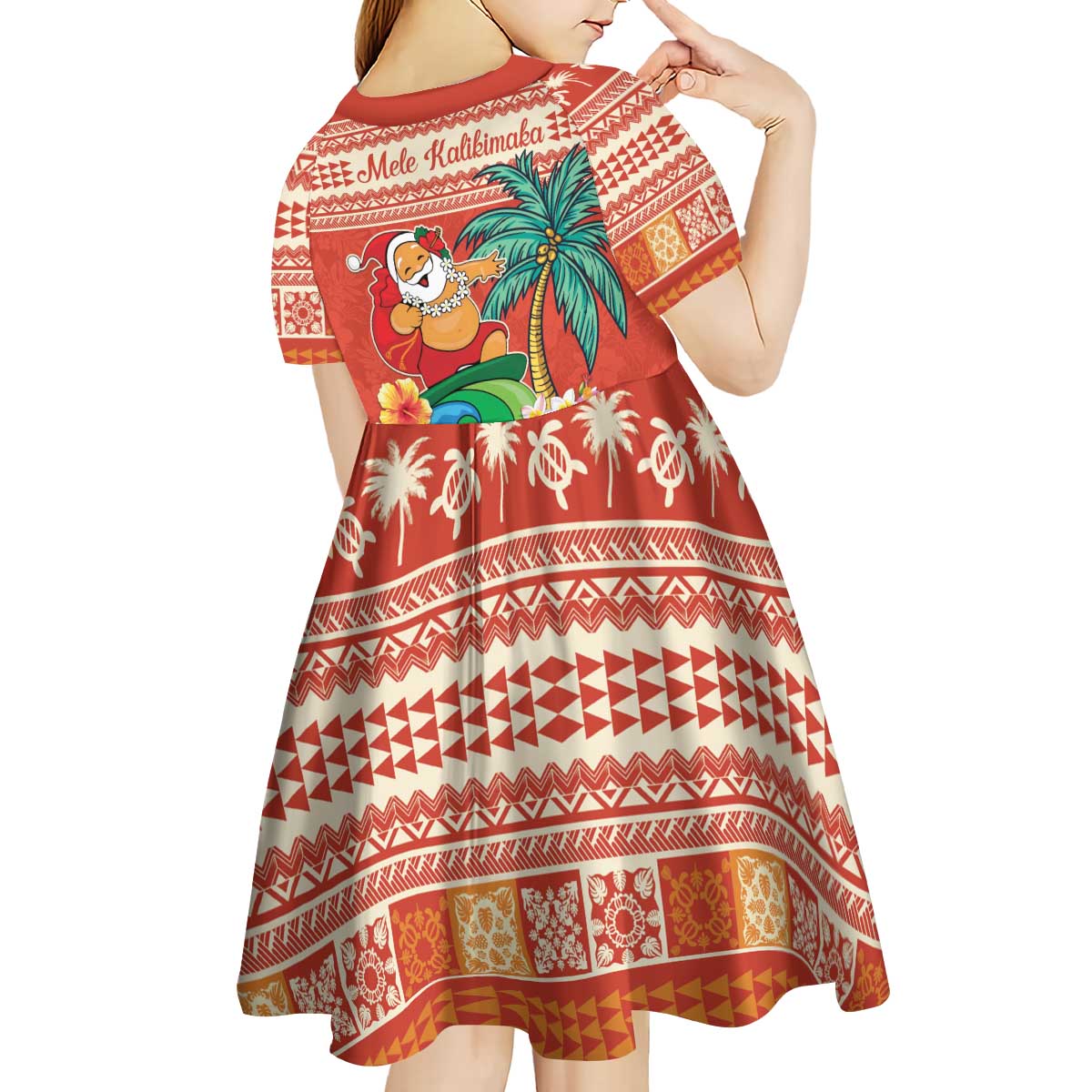Hawaii Mele Kalikimaka Kid Short Sleeve Dress Surfing Santa Funny Christmas LT9 - Polynesian Pride