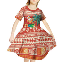 Hawaii Mele Kalikimaka Kid Short Sleeve Dress Surfing Santa Funny Christmas LT9 - Polynesian Pride