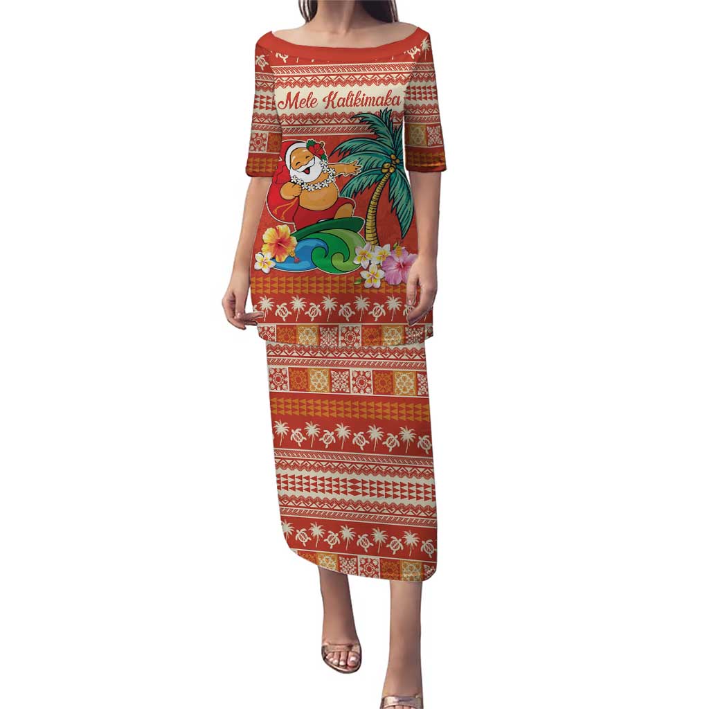 Hawaii Mele Kalikimaka Puletasi Surfing Santa Funny Christmas LT9 Long Dress Red - Polynesian Pride