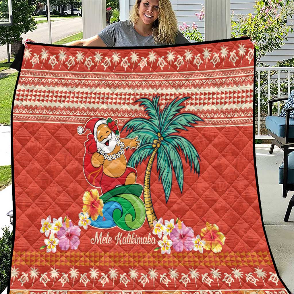 Hawaii Mele Kalikimaka Quilt Surfing Santa Funny Christmas LT9 Red - Polynesian Pride