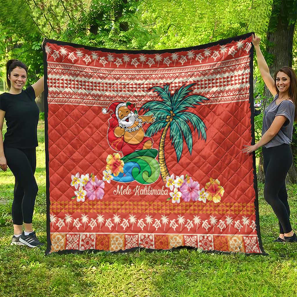 Hawaii Mele Kalikimaka Quilt Surfing Santa Funny Christmas LT9 - Polynesian Pride
