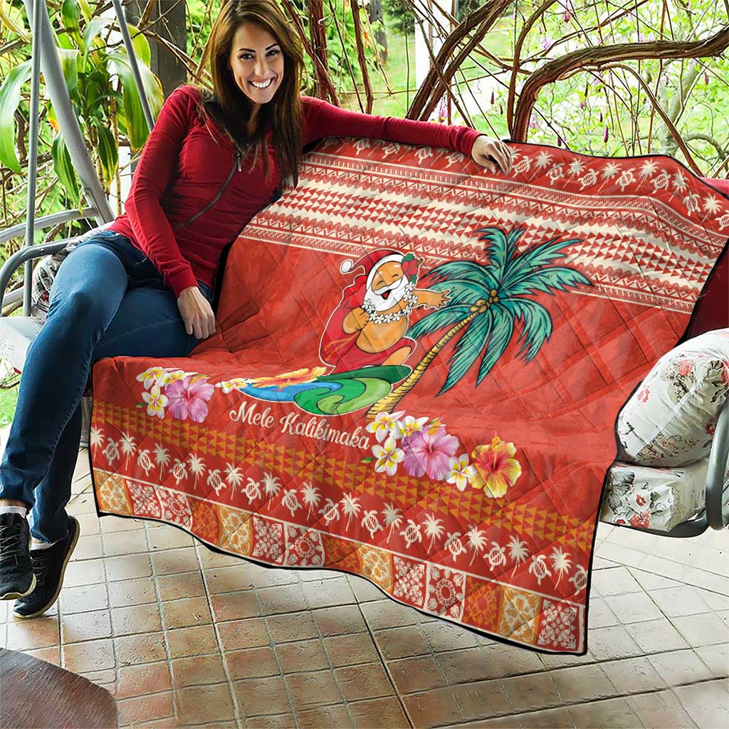 Hawaii Mele Kalikimaka Quilt Surfing Santa Funny Christmas LT9 - Polynesian Pride