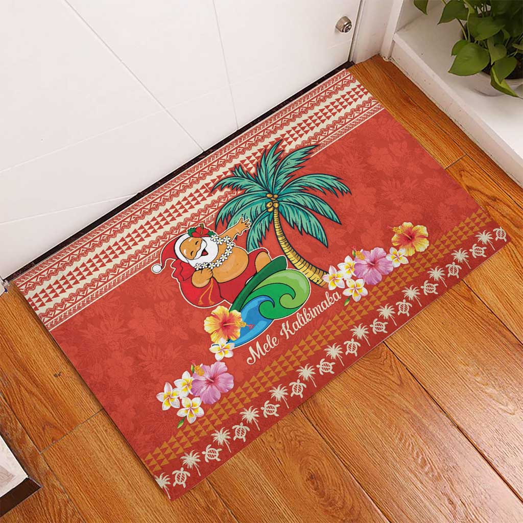 Hawaii Mele Kalikimaka Rubber Doormat Surfing Santa Funny Christmas LT9 - Polynesian Pride