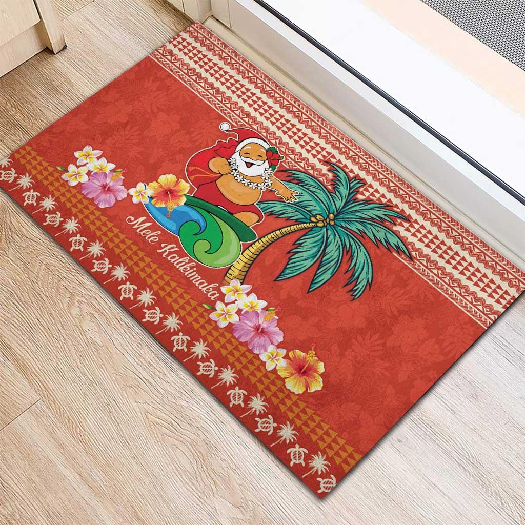 Hawaii Mele Kalikimaka Rubber Doormat Surfing Santa Funny Christmas LT9 - Polynesian Pride