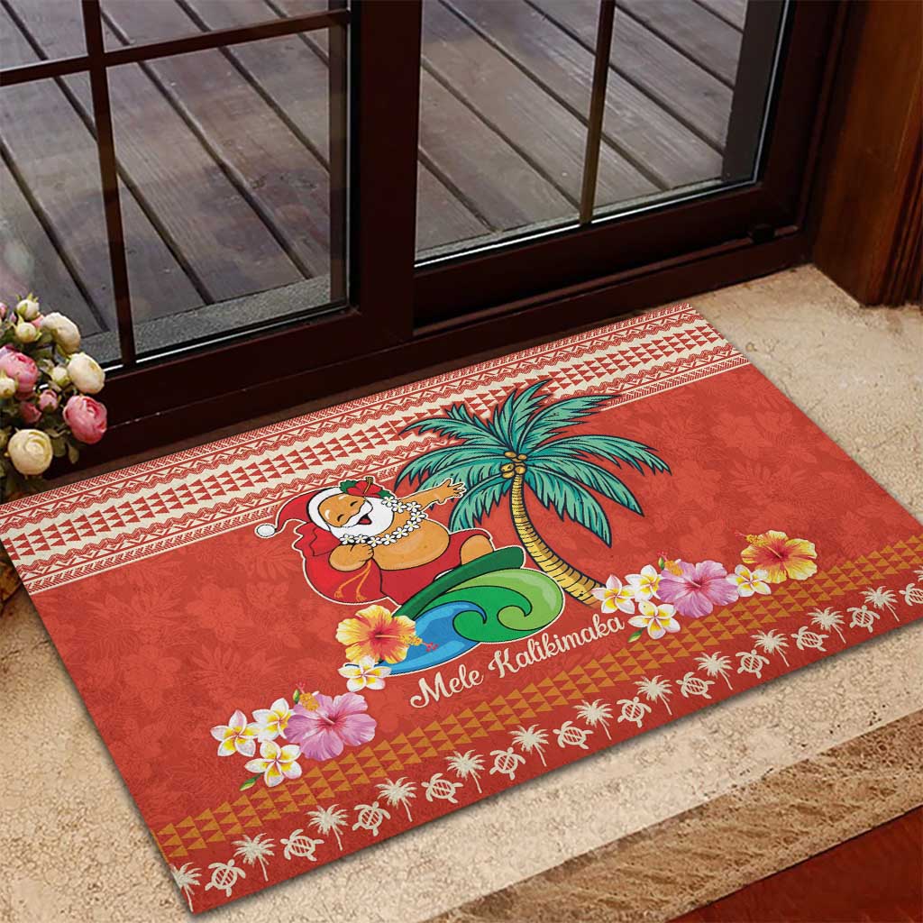 Hawaii Mele Kalikimaka Rubber Doormat Surfing Santa Funny Christmas LT9 - Polynesian Pride