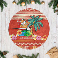 Hawaii Mele Kalikimaka Tree Skirt Surfing Santa Funny Christmas LT9 Casual Red - Polynesian Pride