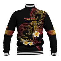 Personalised Papua New Guinea Sepik Baseball Jacket Plumeria Floral Tribal Pattern LT9 - Polynesian Pride