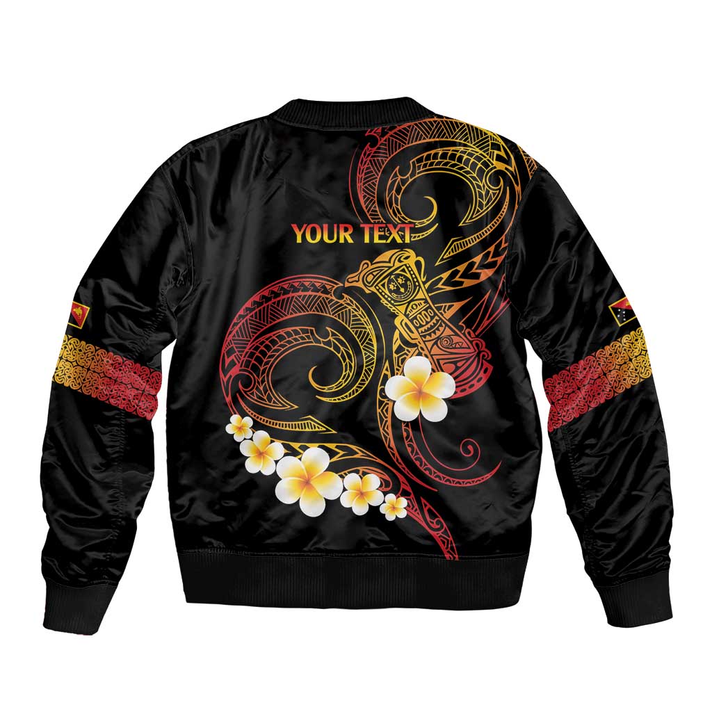 Personalised Papua New Guinea Sepik Bomber Jacket Plumeria Floral Tribal Pattern LT9 - Polynesian Pride