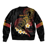 Personalised Papua New Guinea Sepik Bomber Jacket Plumeria Floral Tribal Pattern LT9 - Polynesian Pride