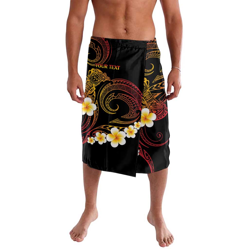 Personalised Papua New Guinea Sepik Lavalava Plumeria Floral Tribal Pattern LT9 Black - Polynesian Pride